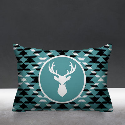 Tartan Reindeer Indoor/Outdoor Throw Pillow