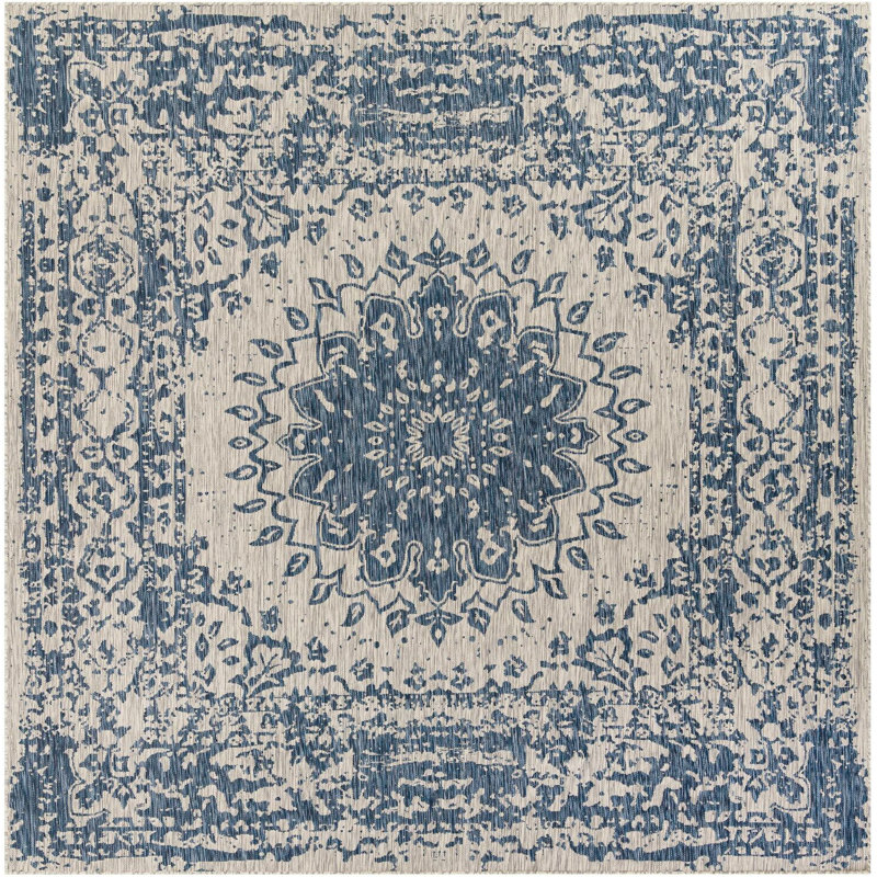 Tapis bleu Contemporary Hitchens, Carré 10 pi