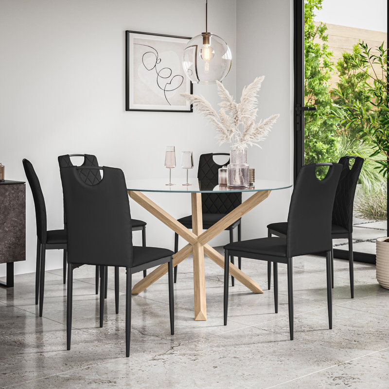 Daraich 6 - Person Dining Set, Oak/Black