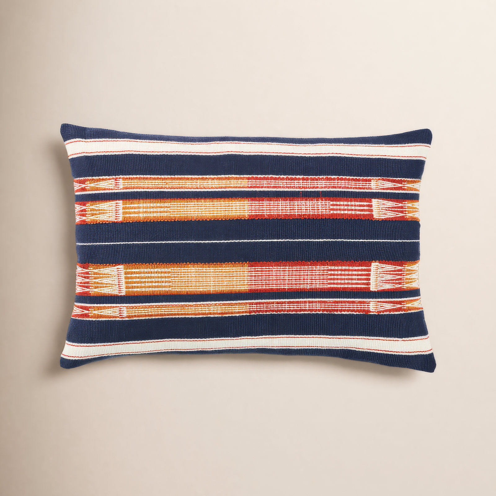 Marianne Embroidered Cotton Lumbar Throw Pillow, Polyester/Polyfill