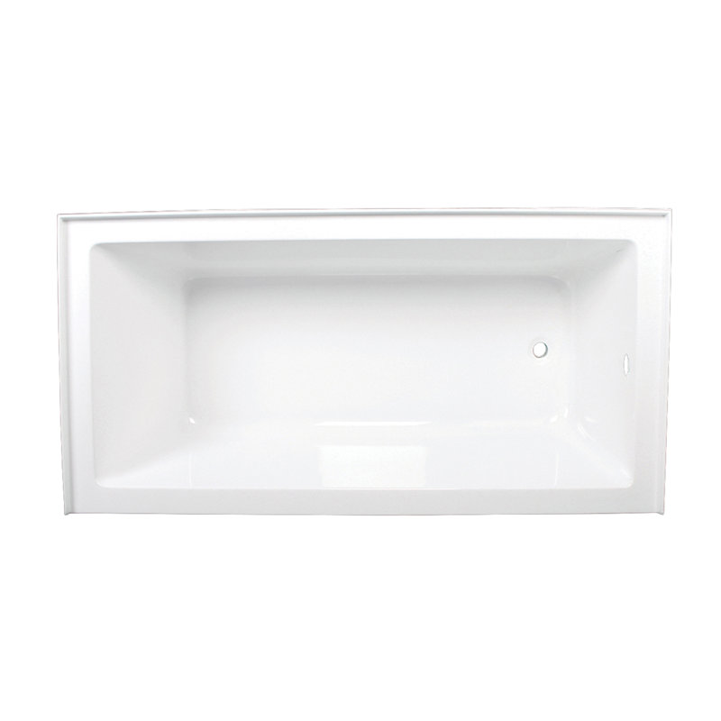 Kingston Brass Aqua Eden 66-Inch Acrylic Rectangular 3-Wall Alcove Tub, Right