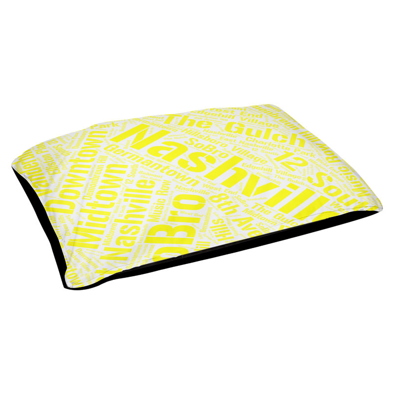 Coussin de chien « districts », Moyen (H 9,5 po x l 28 po x P 18 po), Jaune, Nashville