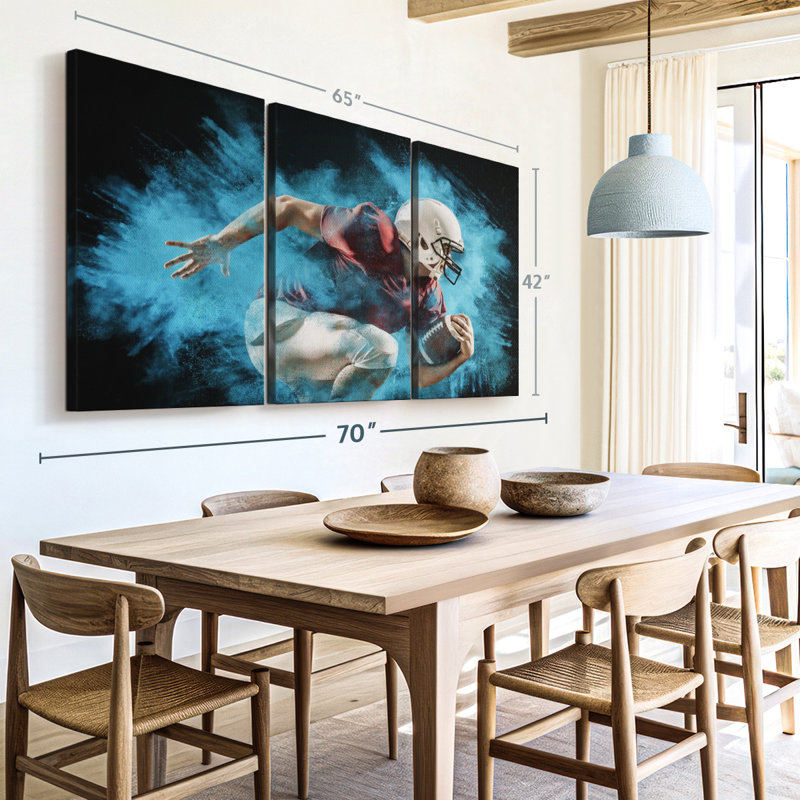 " NFL " 3 - Pieces on, 42" H x 65" W x 1.25" D
