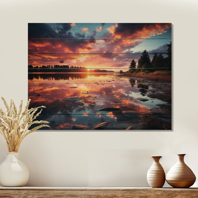 Horizon Sunset by the lake I - Lake Wall Art