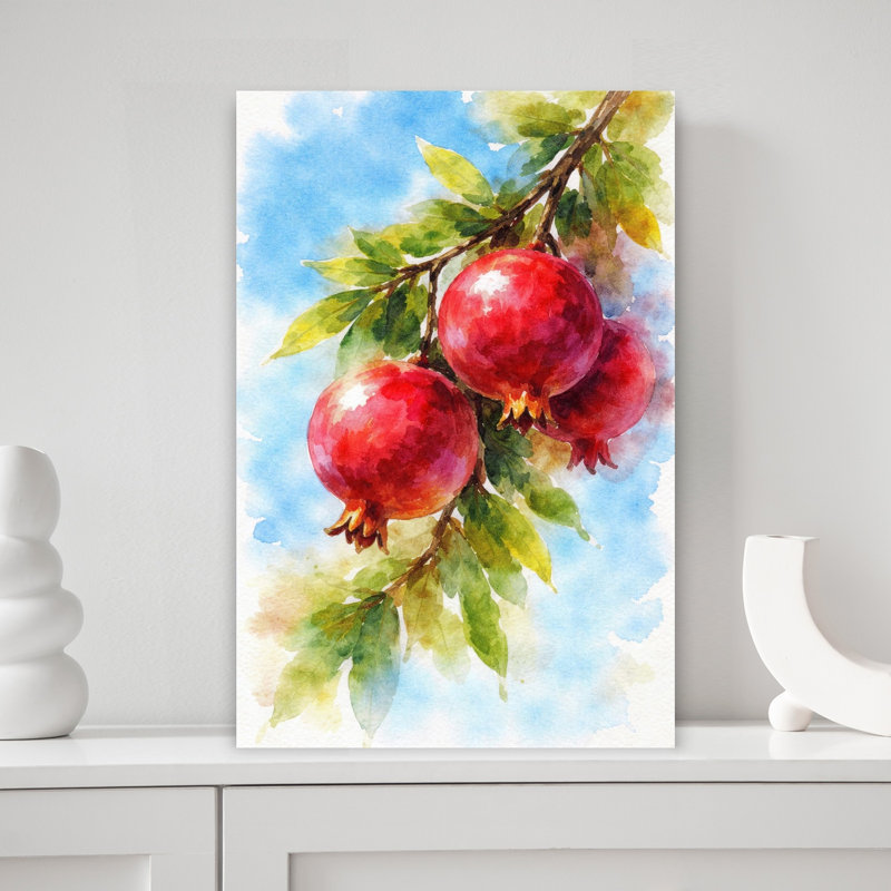 «Vibrant Pomegranates», impression de fruits abstraits organiques nature, art mural, 18" H x 12" W