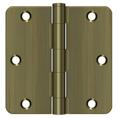 Deltana S35R45 3-1/2" x 3-1/2" x 1/4" Radius Hinge, Residential Thickness in Antique Brass Pair