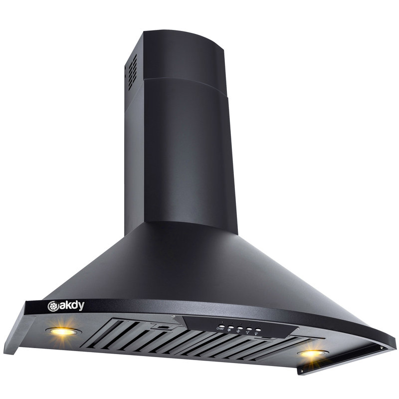 AKDY 30" Stainless Steel 343 CFM Convertible Wall Range Hood with Baffle Filter, Black