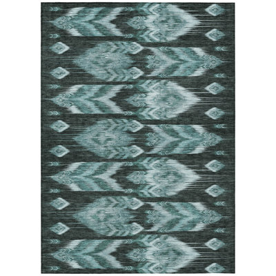 Tapis bleu sarcelle lavable 9 pi x 12 pi bleu sarcelle turquoise et gris anthracite