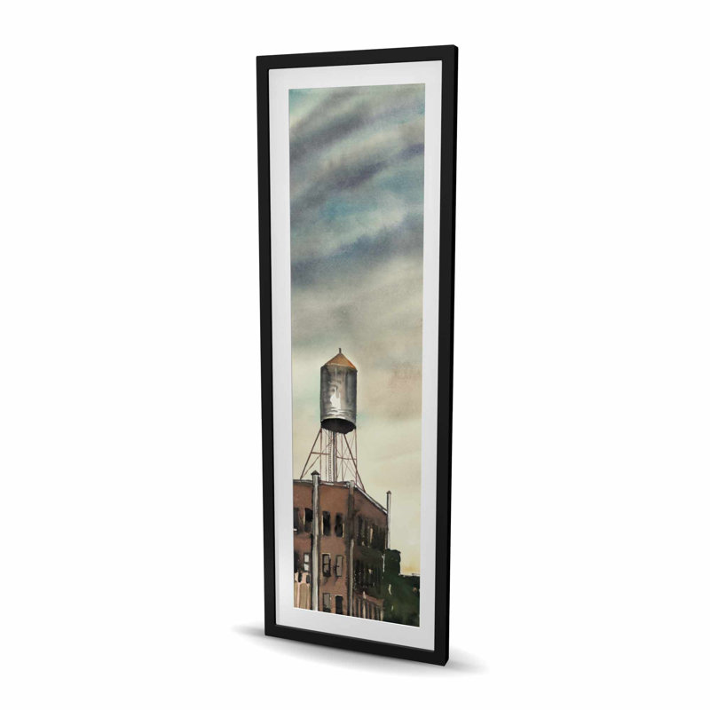 Château d'eau à New York - reproduction encadrée mate pour la décoration, H 60 po x l 20 po, Noir