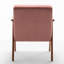 Chaise en velours rose de style Mid-Century moderne, fabriquée en bois massif, ajoutant une place assise supplémentaire à la construction d'espaces de vie, petite-841553994