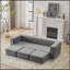 Versatile Modular Sofa, Detachable and Combinable, Reclinable Dual-Purpose Lazy Sofa Bed for Small Apartments and Rental Homes, Grey