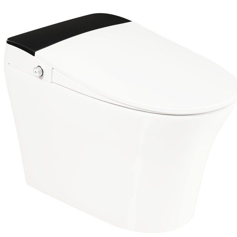 Heated Seat Smart Toilet, One Piece Toilet With Auto Flush, , Foot Sensor Blue Night , Knob Operated, Power Outage Flushing, Soft Close Cover, White Bathroom Series Seat, Automatic No Bidet,