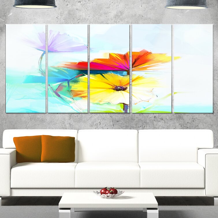 DesignArt Amazing Watercolor Of Spring Daisies On Canvas 5 Pieces Print ...