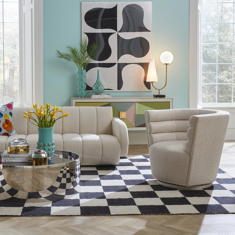 Maxime Swivel Club Chair, Olympus Oatmeal Boucle
