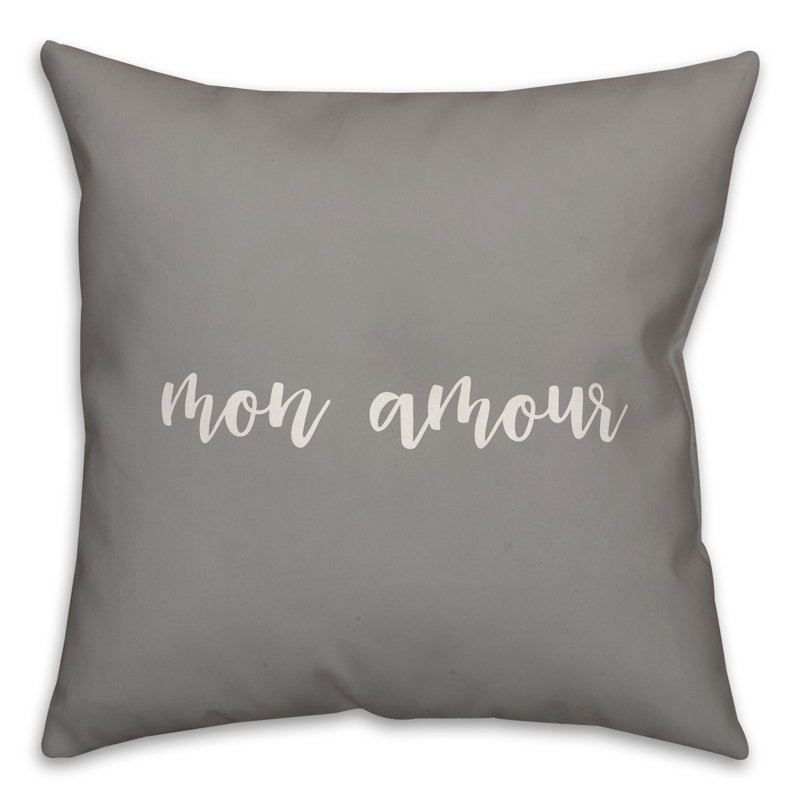  Coussin Mon Amour, Gris, Housse de coussin