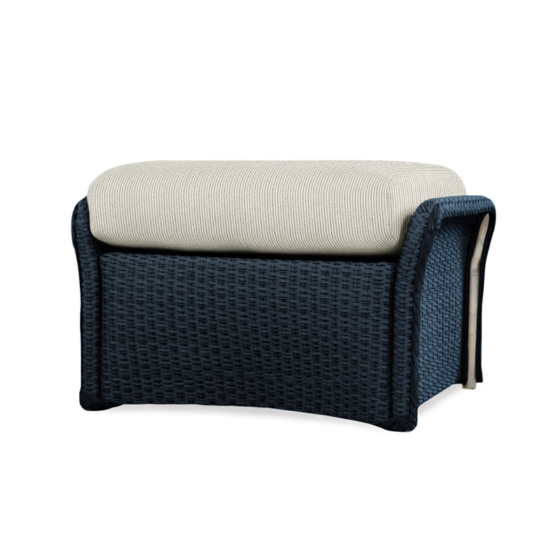 Weekend Retreat Outdoor Ottoman, Sailcloth Salt, Ebony