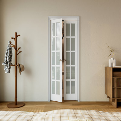Solid Manufactured Wood And Glass Pivot-French Door With Installation Hardware Kit