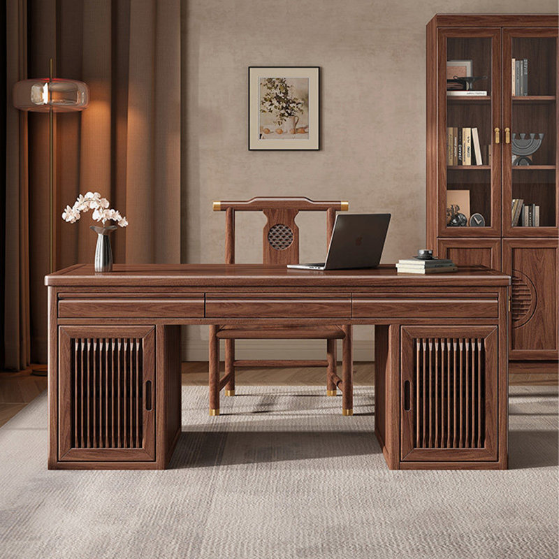 Nouveau bureau de 62,99 po en bois massif brun de style chinois