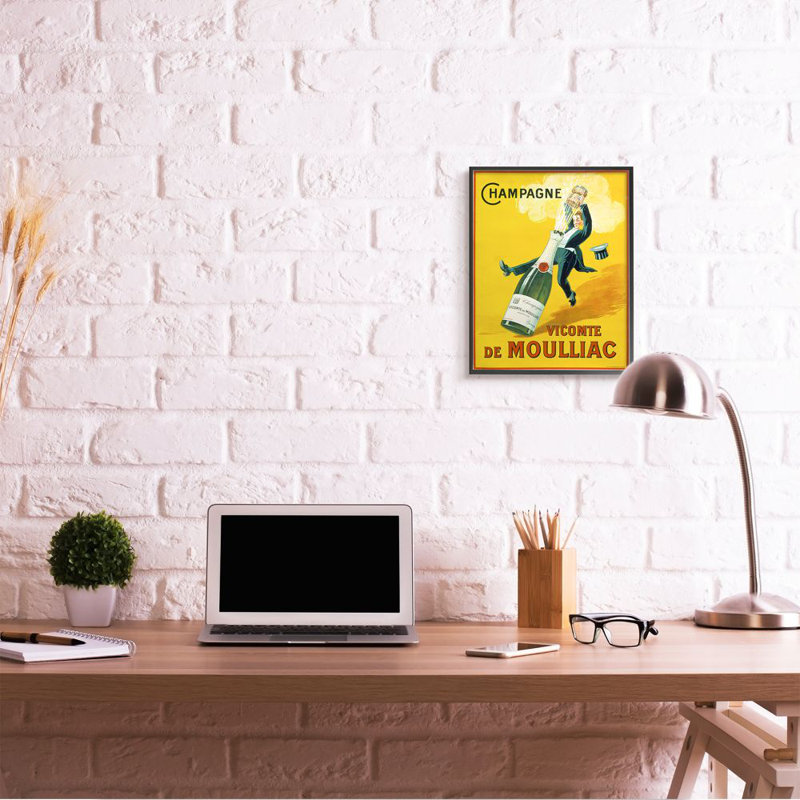 Champagne Vicomte de Moulliac Pop par Marcus Jules - impression d'art graphique, Giclée encadrée noir minuit