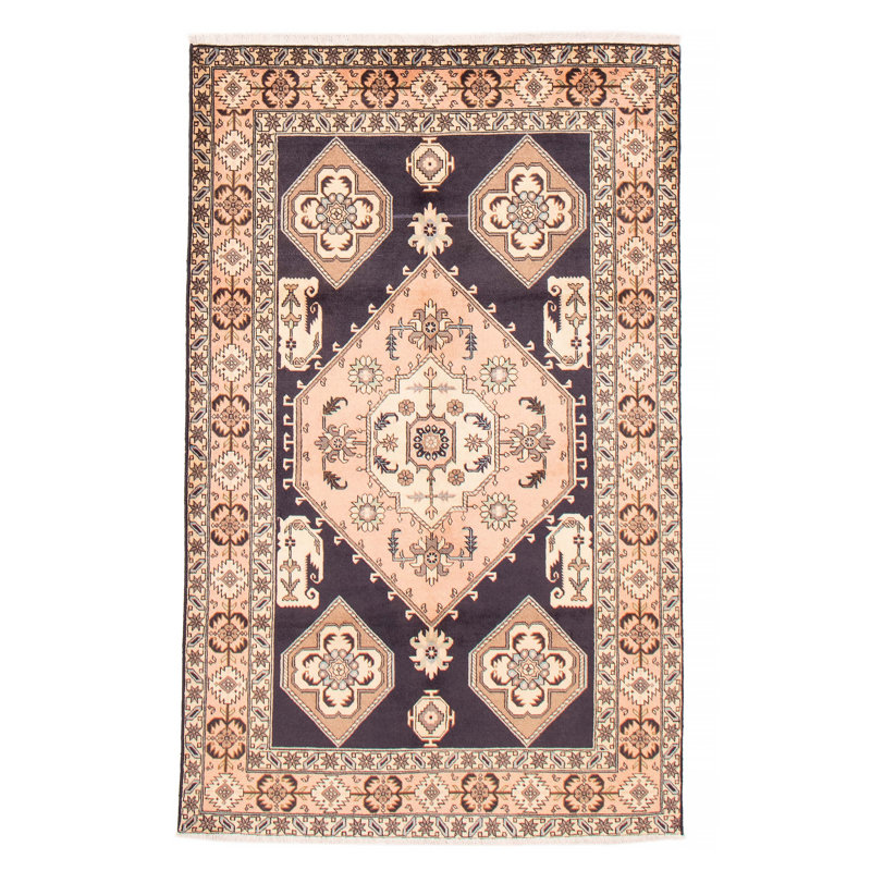 Tapis noir / jaune 4 pi 5 po x 6 pi 9 po Assam One-of-a-Kind Assam