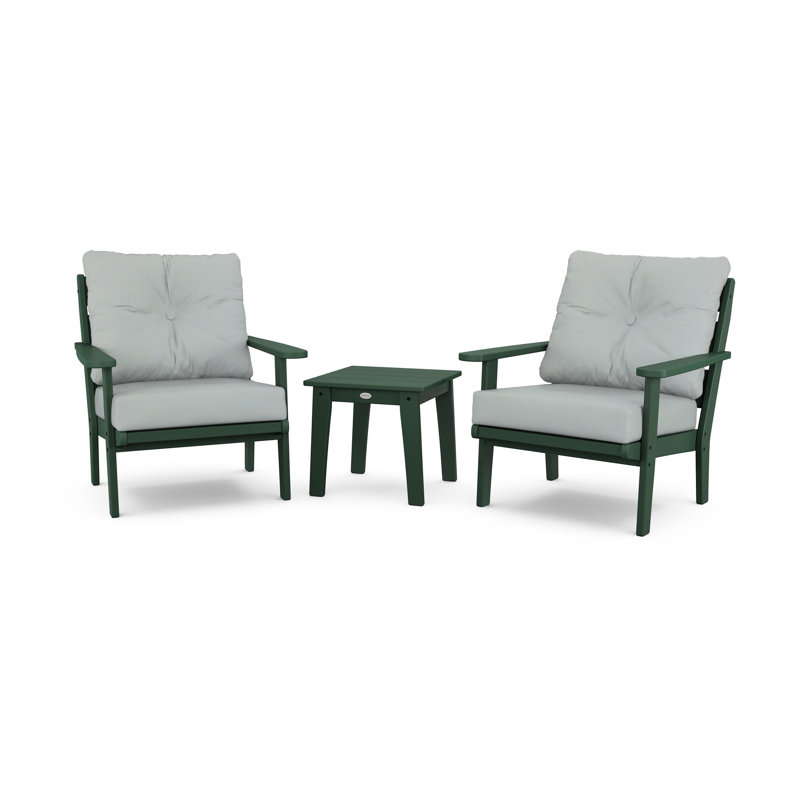 Lakeside 3-Piece Deep Seating Chair Set, Green, Spa