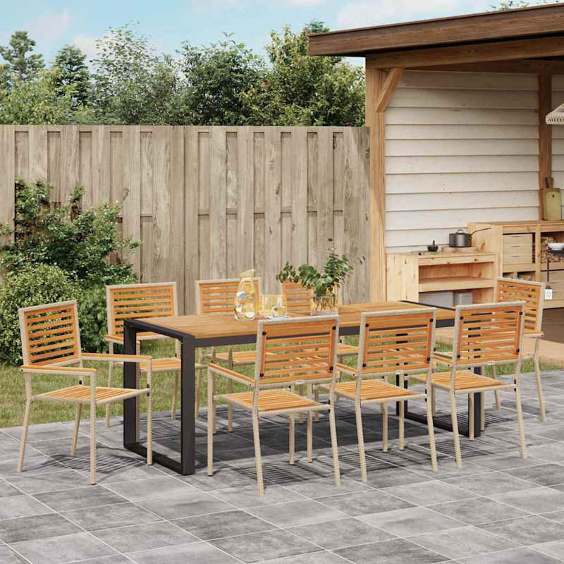 9 Piece Garden Dining Set, White