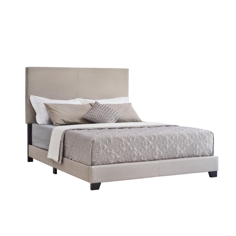Lit tapissier standard à profil bas Beckville, Simple, Gris chaleureux