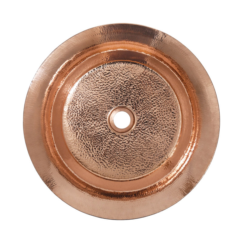 Maestro Metal Circular Vessel Bathroom Sink, Polished Copper