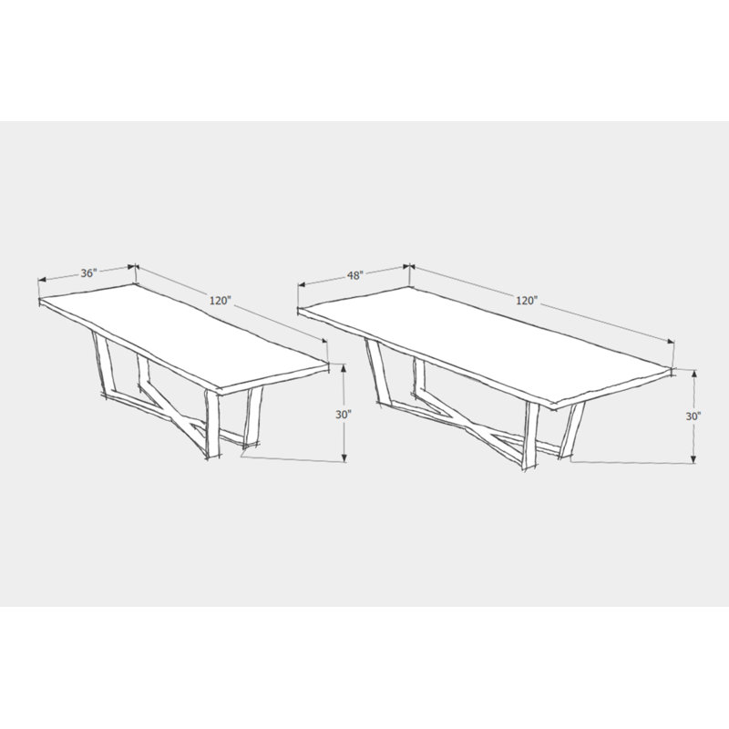 Gax Walnut Wood Dining Table, 36" W x 120" L, Polished Stainless Steel
