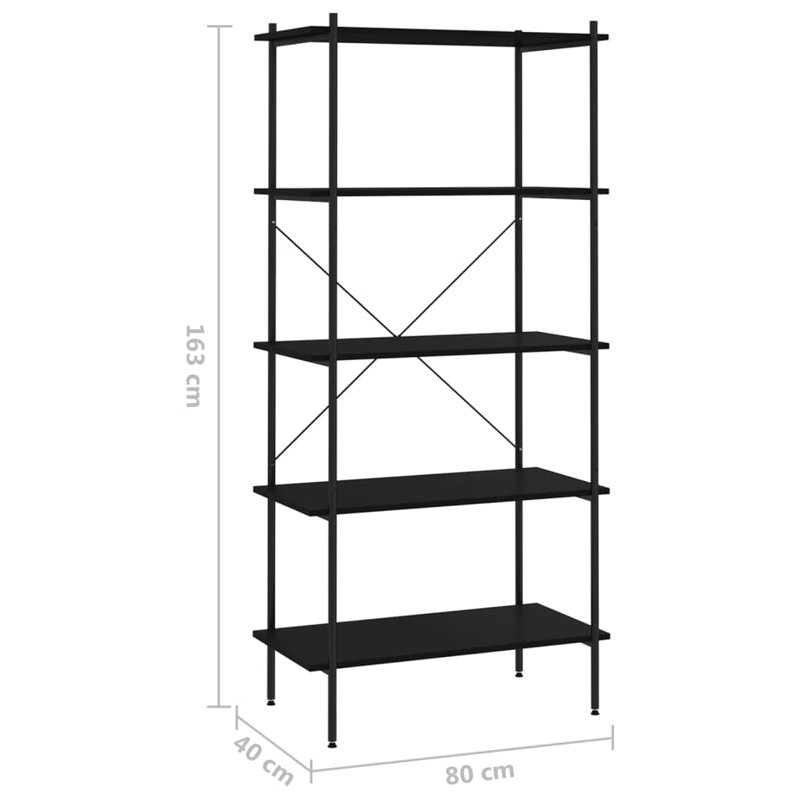 Madiun 80 cm W Steel Shelving Unit, 163cm H x 80cm W x 40cm D, Black