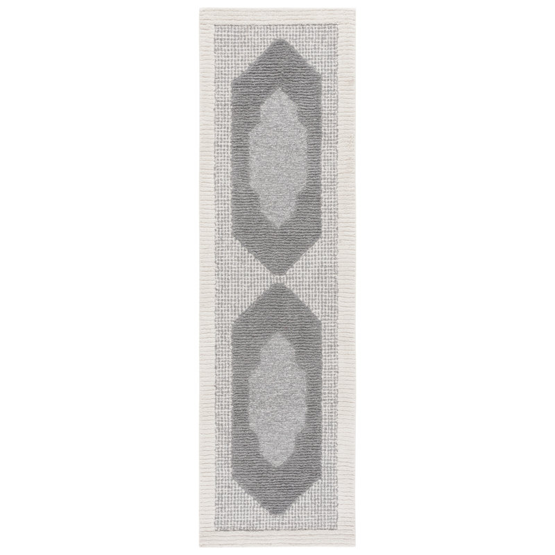 Tapis gris foncé / ivoire Jeniah 807, Tapis de couloir 2 pi 3 po x 8 pi