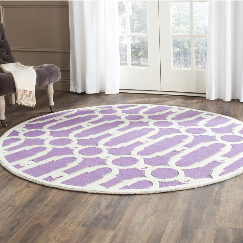 Sheeran Newport Hand Hooked Cotton Pile Geometric Rug, Round 6'