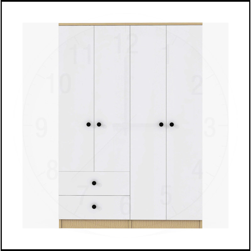 Élégante garde-robe à 4 portes avec plusieurs options de rangement pour votre chambre à coucher