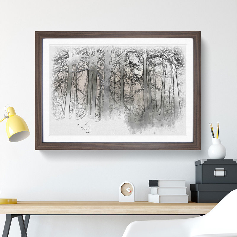 Sunlight Forest Vol.5 Sketch - Picture Frame Graphic Art, Walnut, 36cm H x 48cm W x 2cm D