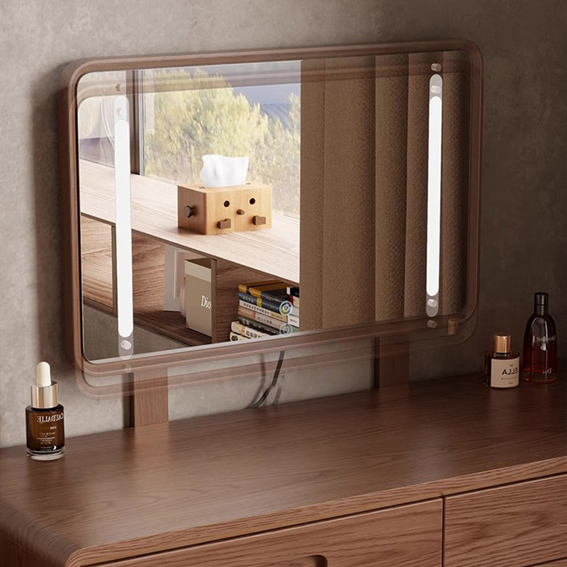 Modern Solid Wood Makeup Vanity Desk  with Light mirror,8 drawers