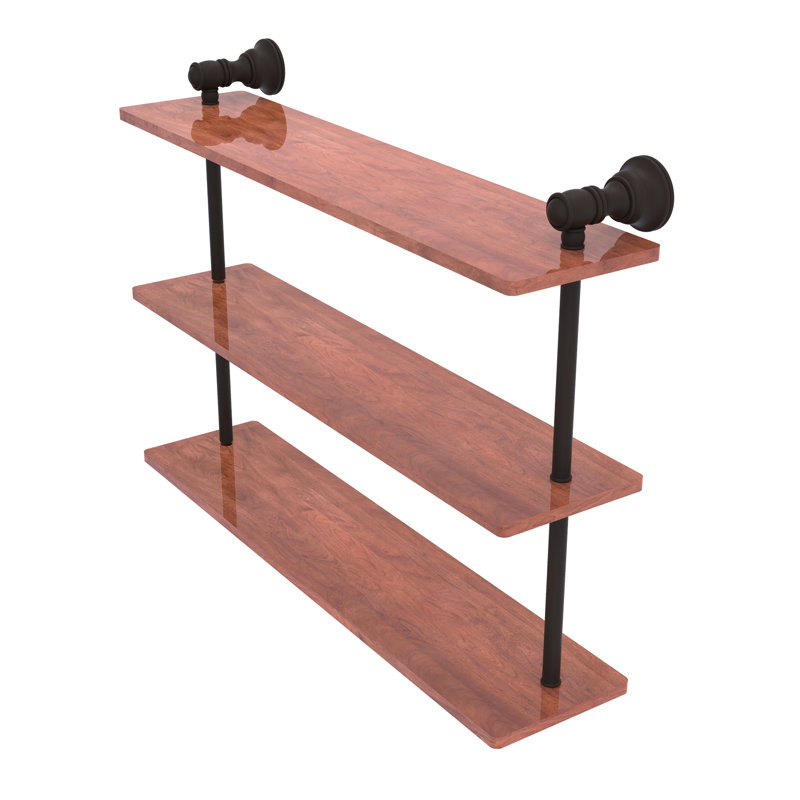 Freyja 3 Piece Solid Wood Tiered Shelf with Towel Bar, Oil Rubbed Bronze, 16" H x 22" W x 5.54" D