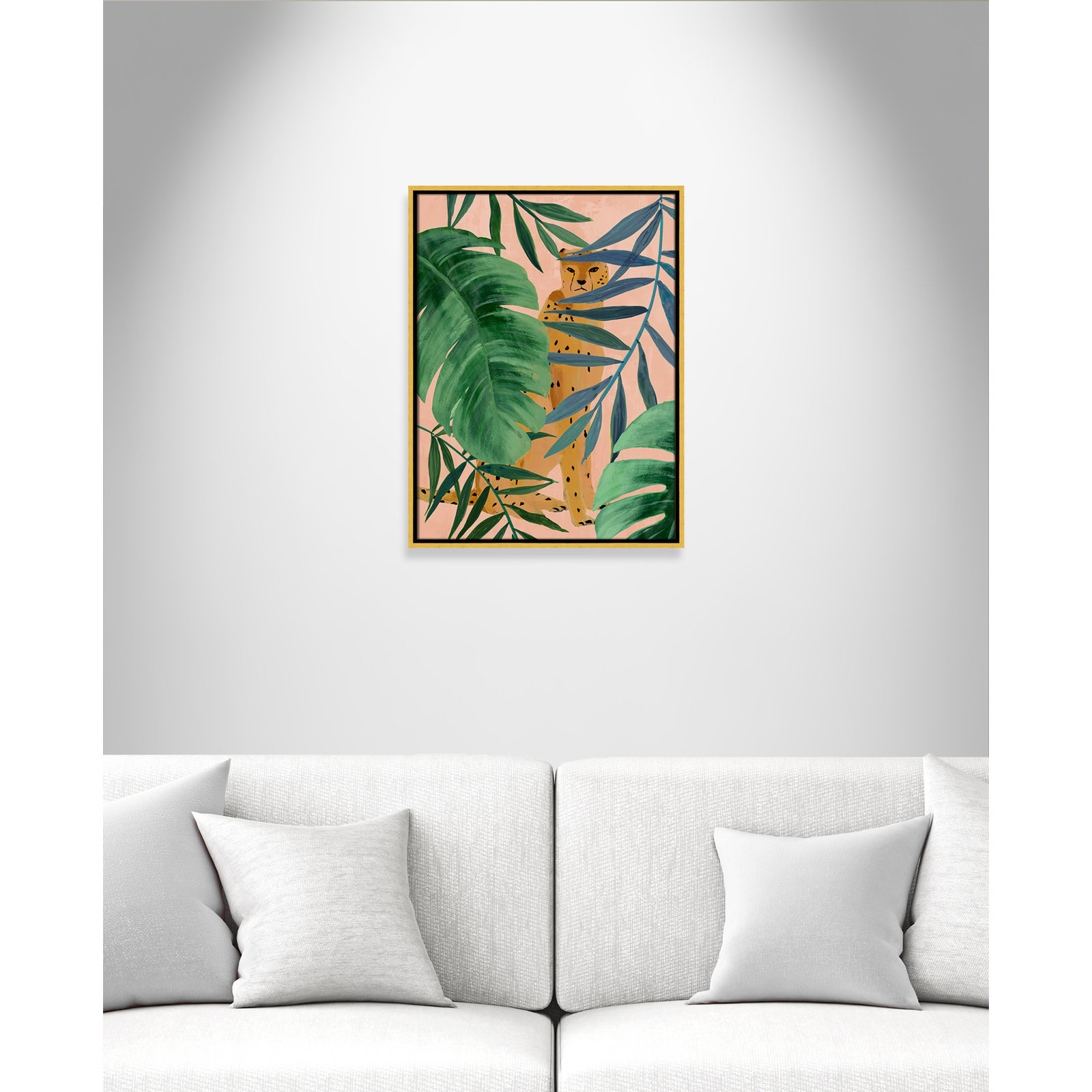 Allie "Silent Jungle" Painting by Isabelle Z, 25.5" H x 19.5" W x 2" D, Gold Framed Canvas