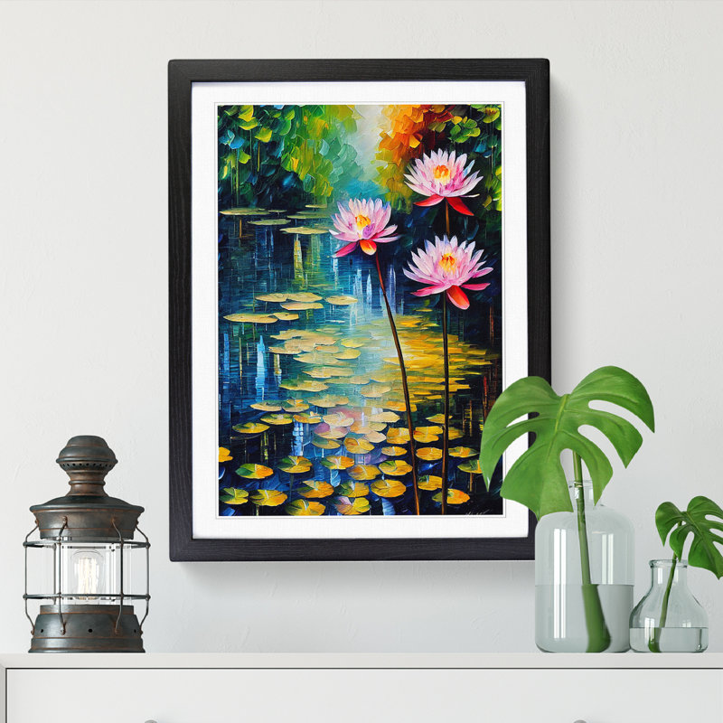 Water Lily Pond - Framed Print, Black, 64cm H x 46cm W x 2cm D