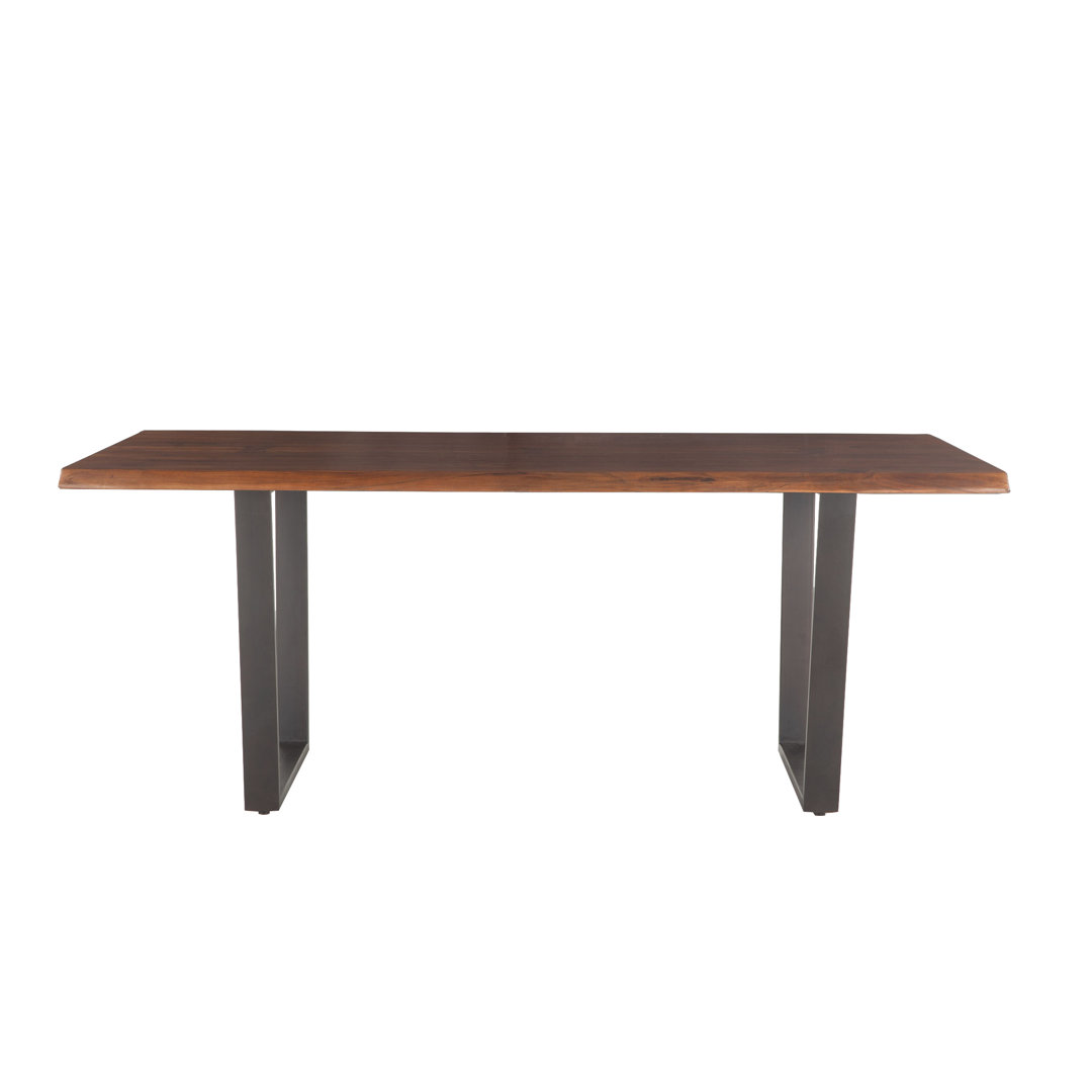 Kentae Acacia Solid Wood Top Metal Base Dining Table Williston Forge