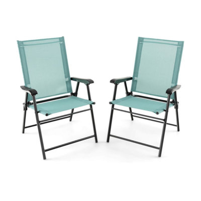 Patio Chair Set Of 2 With Armrests And Metal Frame