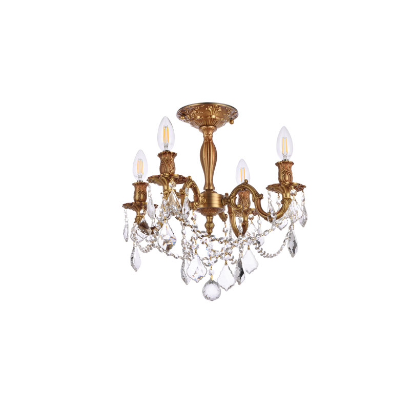 Ashmin 4 - Light Chandelier, French Gold / Crystal (Clear) / Royal Cut