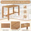 Ensemble de bar de patio rustique 5 pièces, ensemble de table de patio et chaises avec chaises ergonomiques, plateau de table à lattes en bois massif pour piscine, balcon, cour arrière, véranda (teck clair + coussin beige)-1598269679