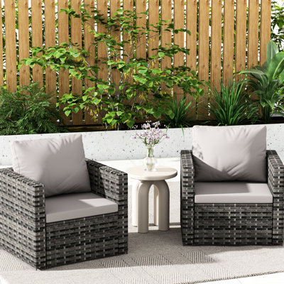 Sièges de patio pour l'extérieur - mobilier pour 2 personnes, coussins gris et beiges, capacité de charge de 360 lb, toutes saisons, structure de siège lavable à la machine, style American Design Group