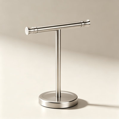 Free Standing Hand Towel Holder Stand for Bathroom Vanity Countertop, SUS304 Stainless Steel T-Shape Towel Rack with Weighted Base, Rust Resistant Towel Bar for Bathroom and Kitchen, Easy Assembly, Brushed Nickel Finish