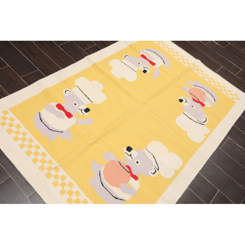 Tapis intérieur de la laine 4 pi 1 po x 6 pi à main one-of-kind noué la Gwendolen
