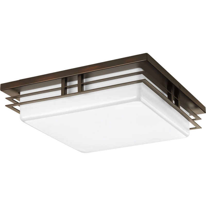 Helm Acrylic LED Flush Mount Light, Antique Bronze