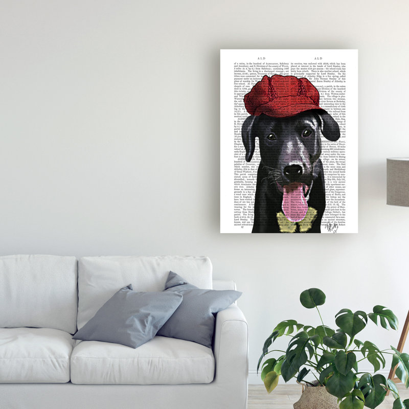 «Labrador with Cap», reproduction d'impression sur toile tendue, H 47 po x l 35 po x P 2 po