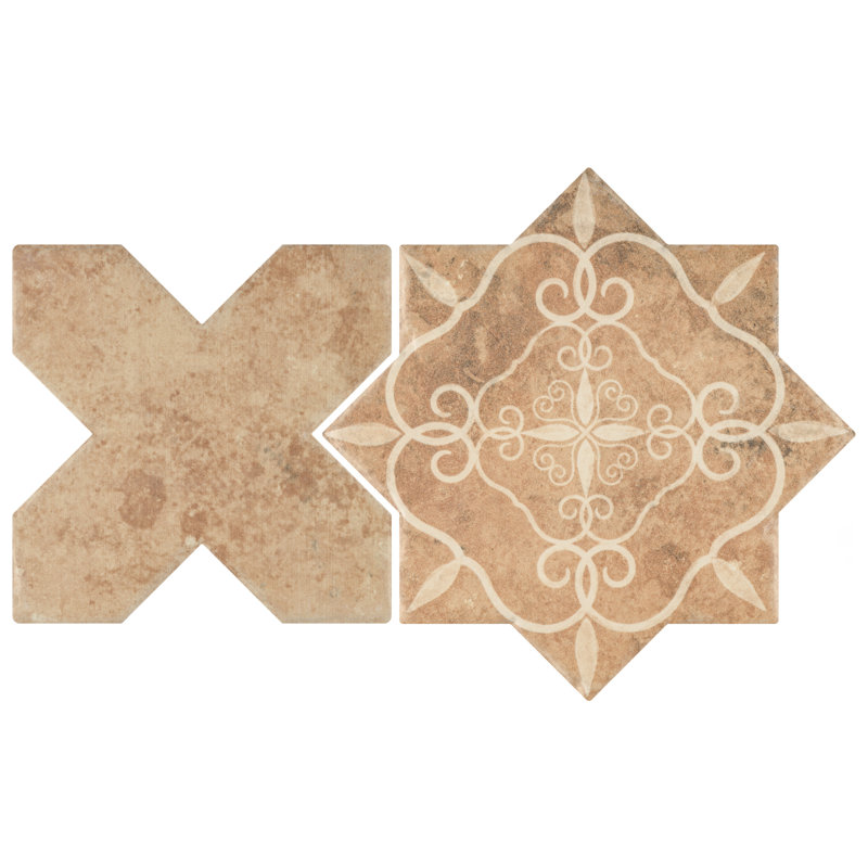Tech Land Star & Cross Fire 6" x 12" Porcelain Singular Wall Floor Use Tile
