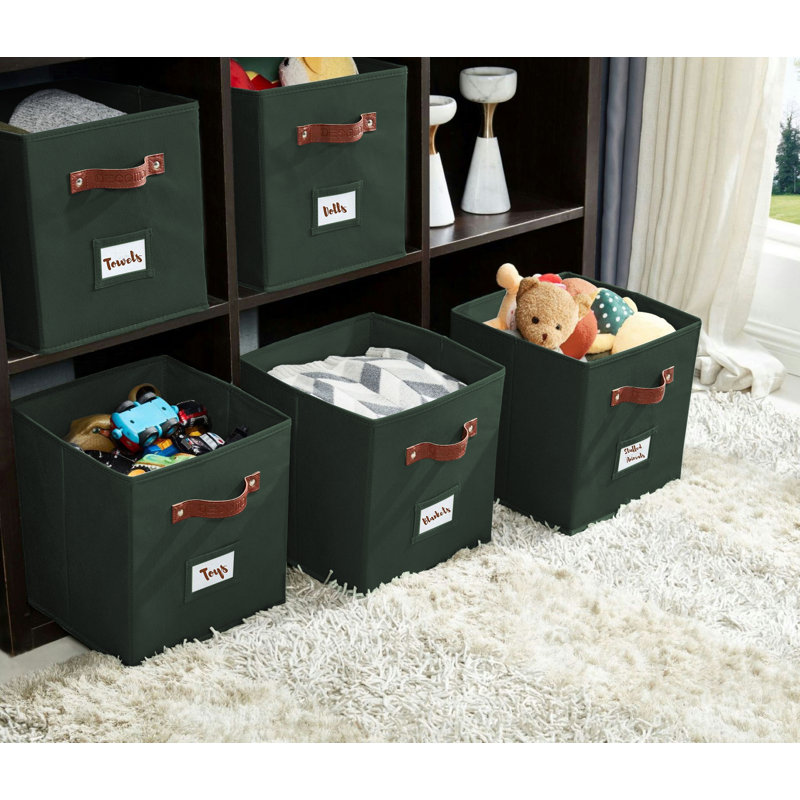 Storage Bins | Cube Storage Bin With Label Holders, Fabric Storage Cubes For Organizing Shelves Closet Toy Clothes  6Pcs