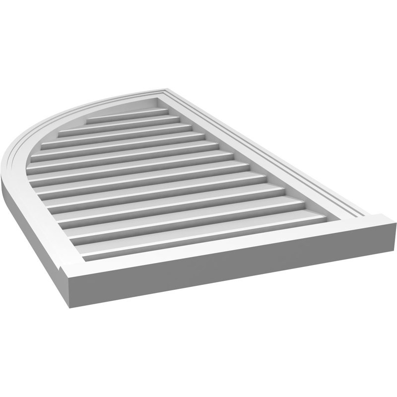 Quarter Round Left Surface Mount Signature Urethane Functional Gable Vent, Primed Tan, 26" H x 20" W x 1.5" D